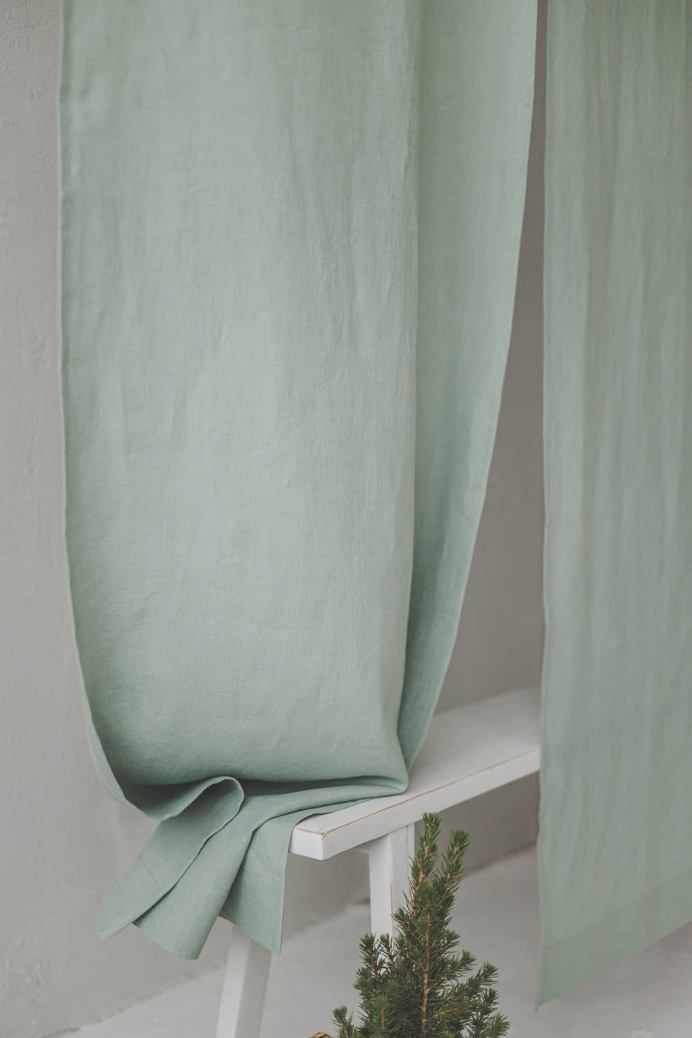 Frosty Green Linen Noren Curtain