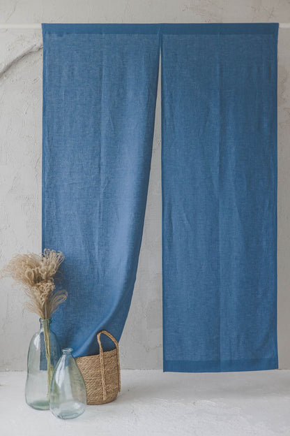 Cornflower Blue Linen Noren Curtain