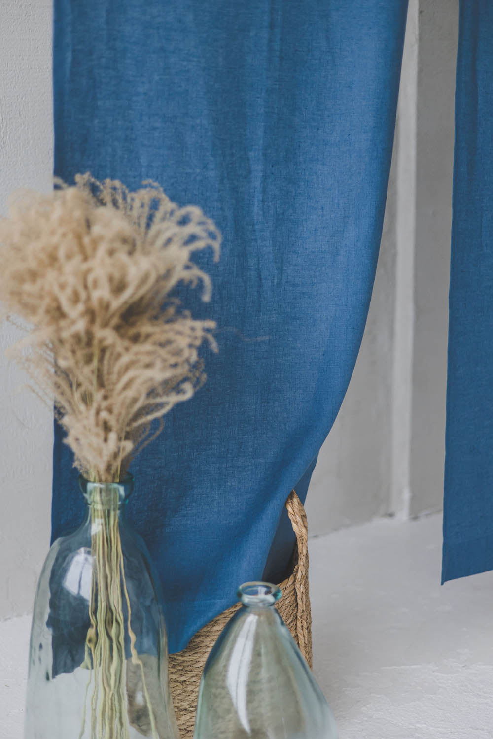 Cornflower Blue Linen Noren Curtain