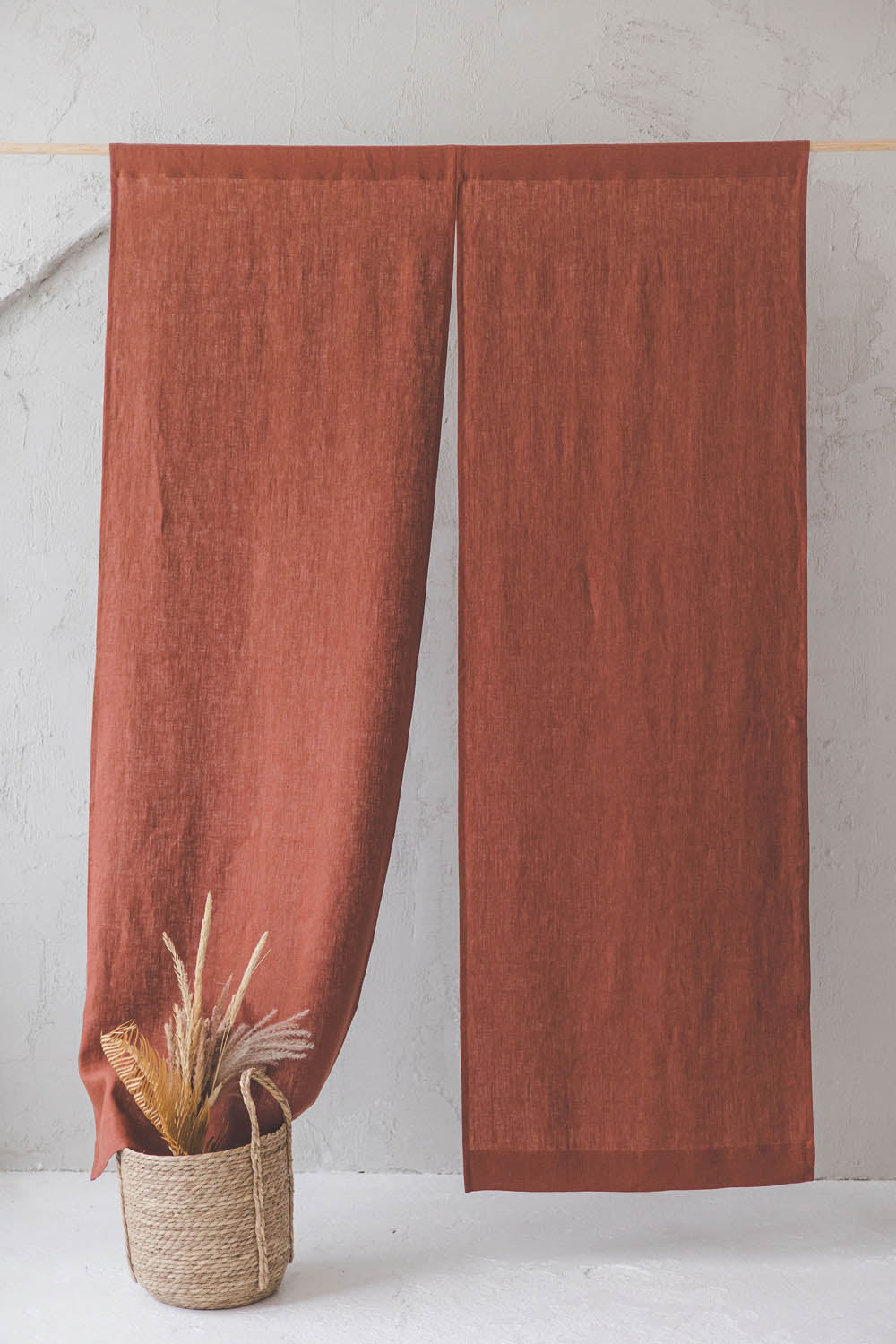 Burnt Orange Heavyweight Linen Noren Curtain