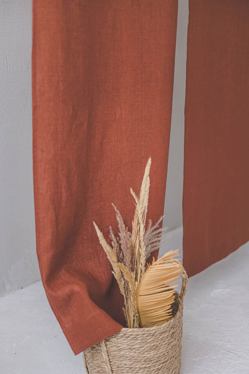 Burnt Orange Heavyweight Linen Noren Curtain