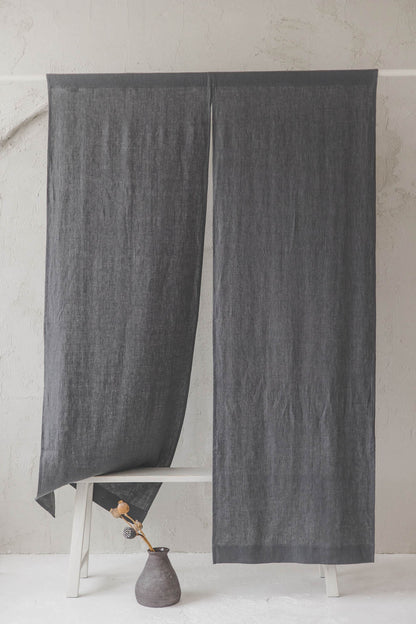 Charcoal Gray Heavyweight Linen Noren Curtain