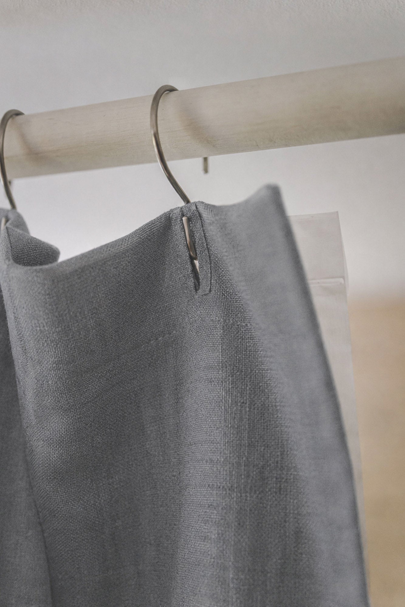 Grey linen shower curtain