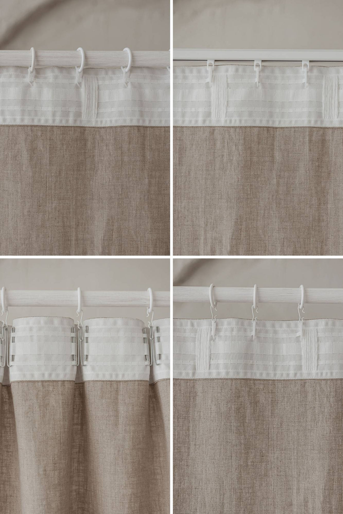 French style linen curtain with blue stripes, cotton lining, and multifunctional heading tape