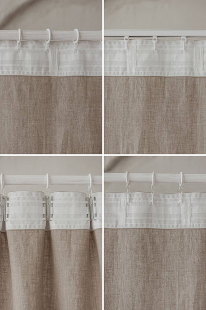 Natural linen curtain with multifunctional heading tape