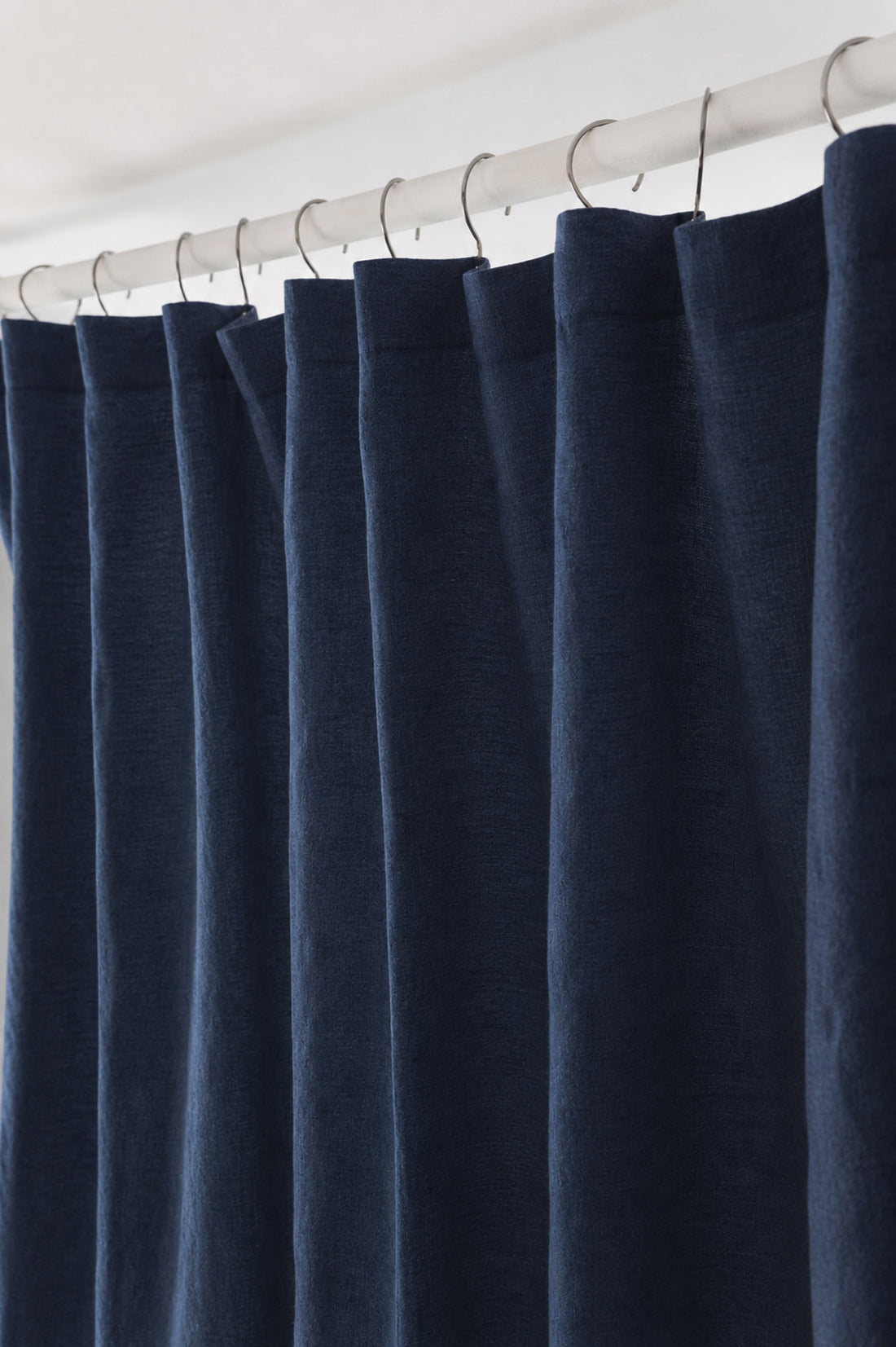 Midnight blue linen shower curtain