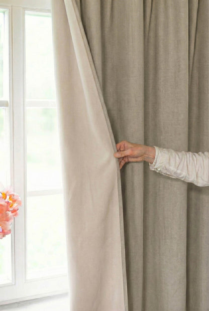 Natural linen blackout curtain with multifunctional heading tape