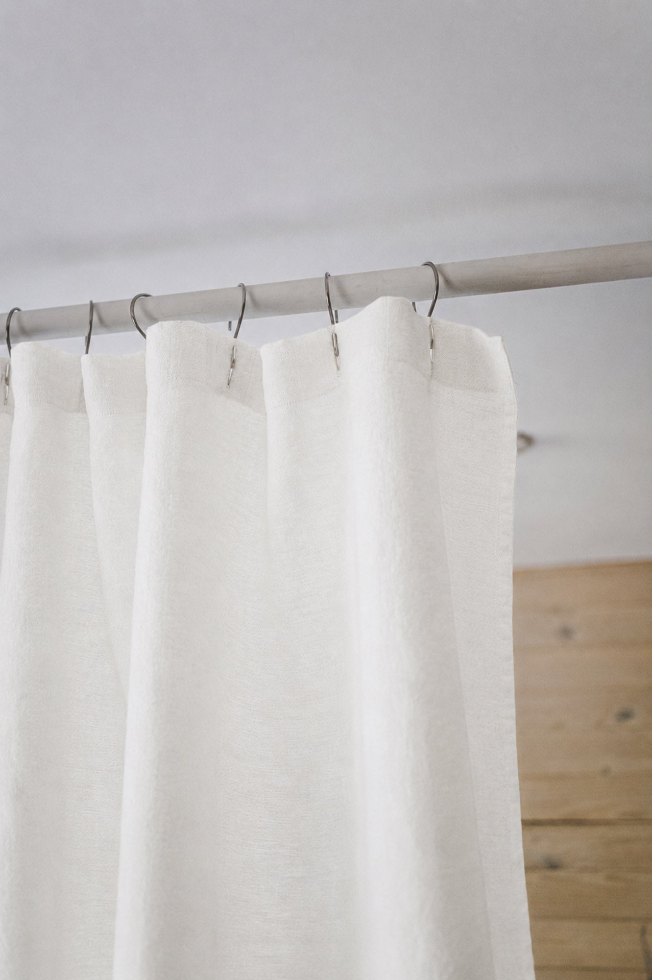 Off white linen shower curtain