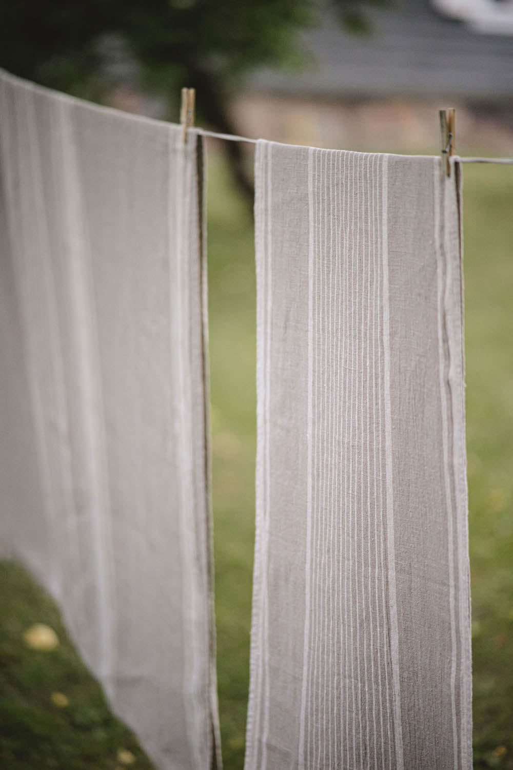 French style linen bath towels with natural stripes