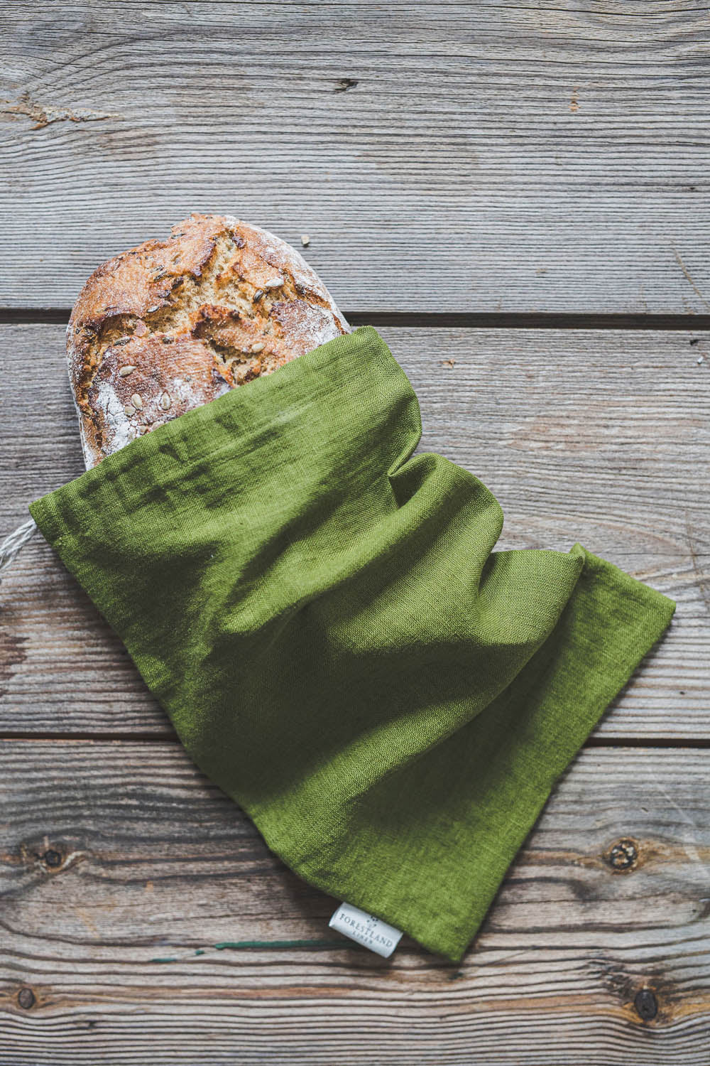 Natural linen bread bag in various colors