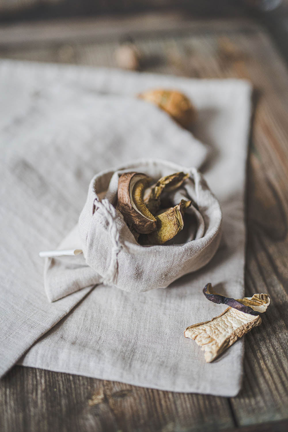 Natural linen bread bag