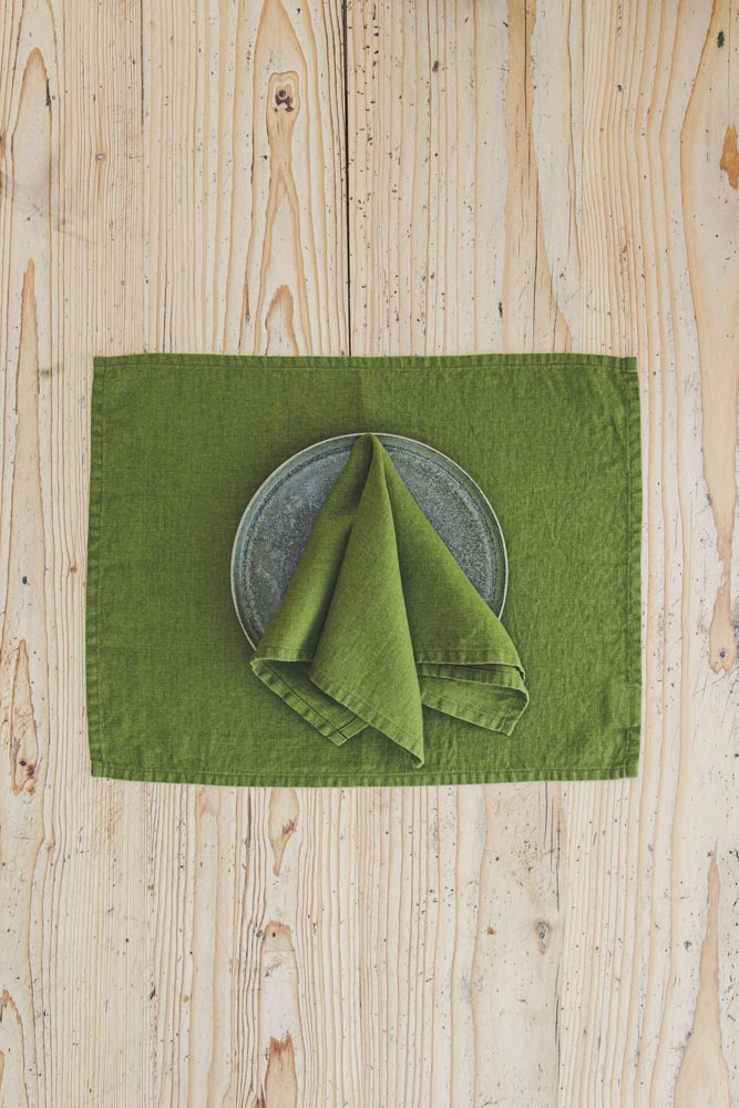 Moss green linen napkins