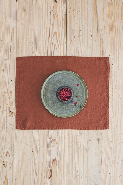 Burnt orange linen placemats