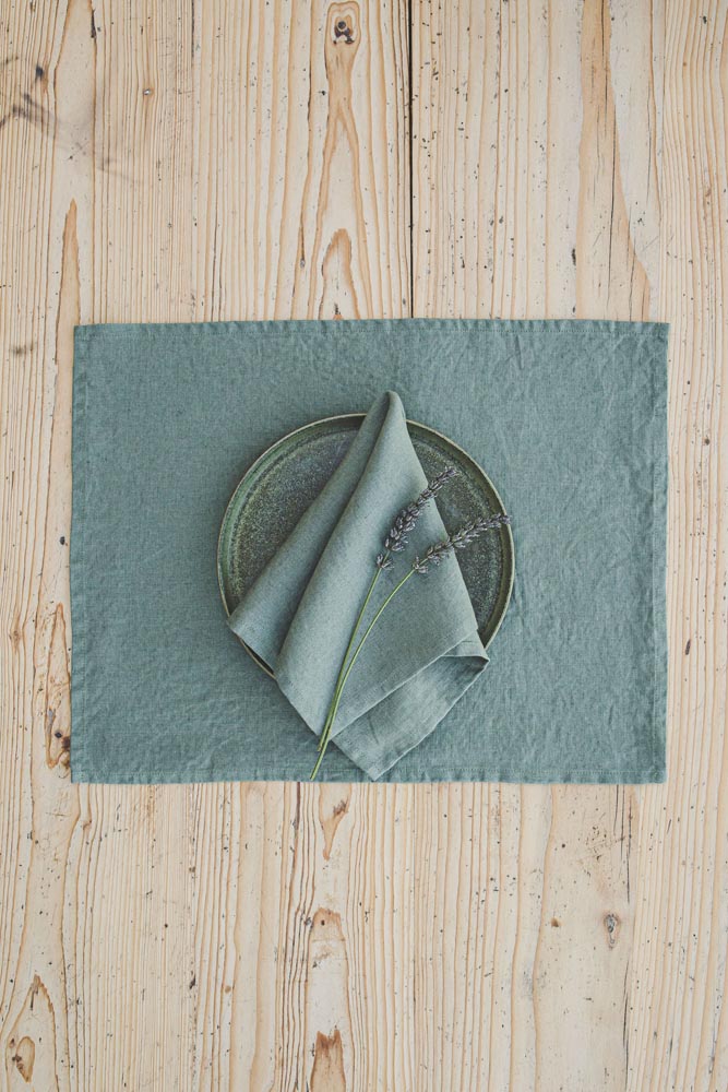 Gray green linen napkins