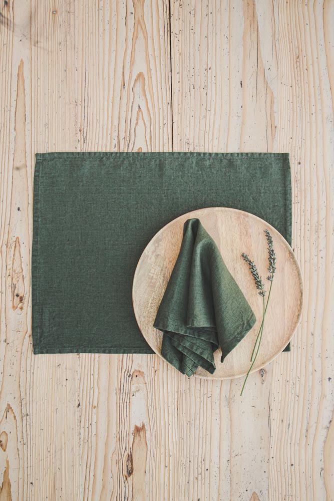 Forest green linen napkins