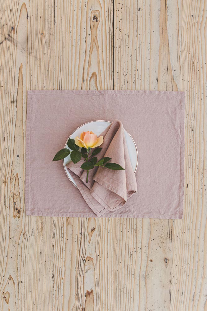 Misty rose linen napkins