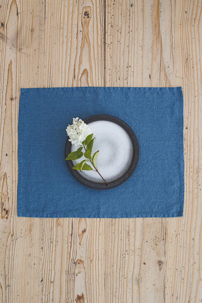Cornflower blue linen placemats