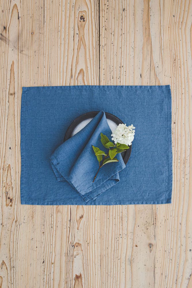 Cornflower blue linen napkins
