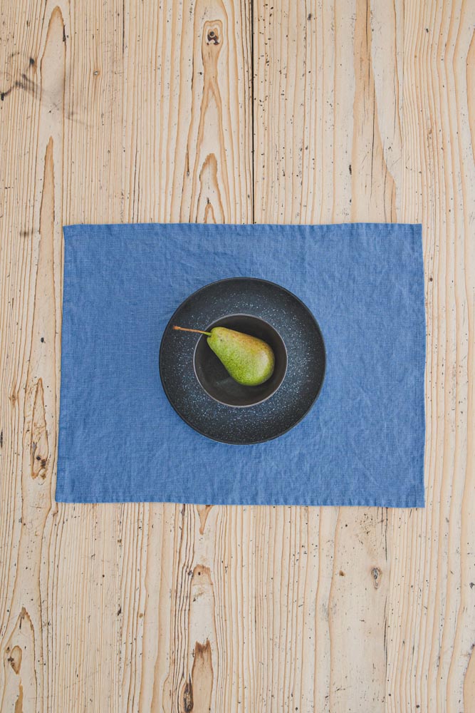 Denim blue linen placemats