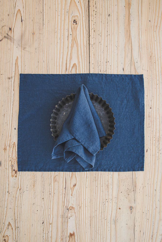 Midnight blue linen napkins