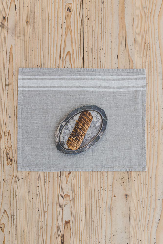 French style linen placemats with natural stripes