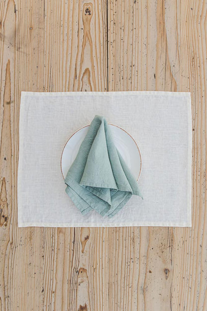 Frosty green linen napkins