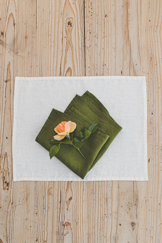 Moss green linen napkins