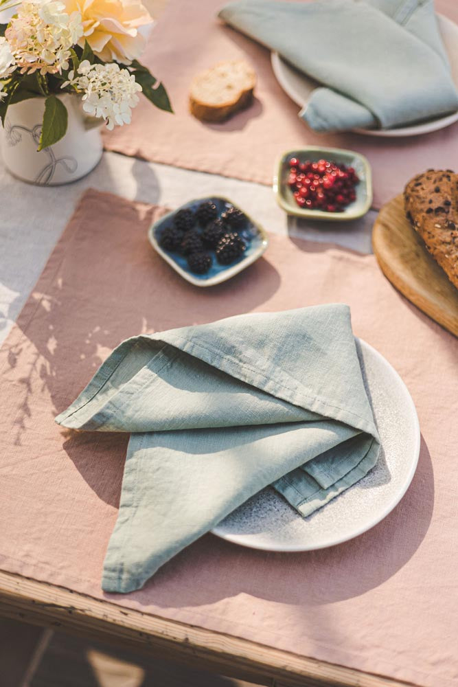 Frosty green linen napkins