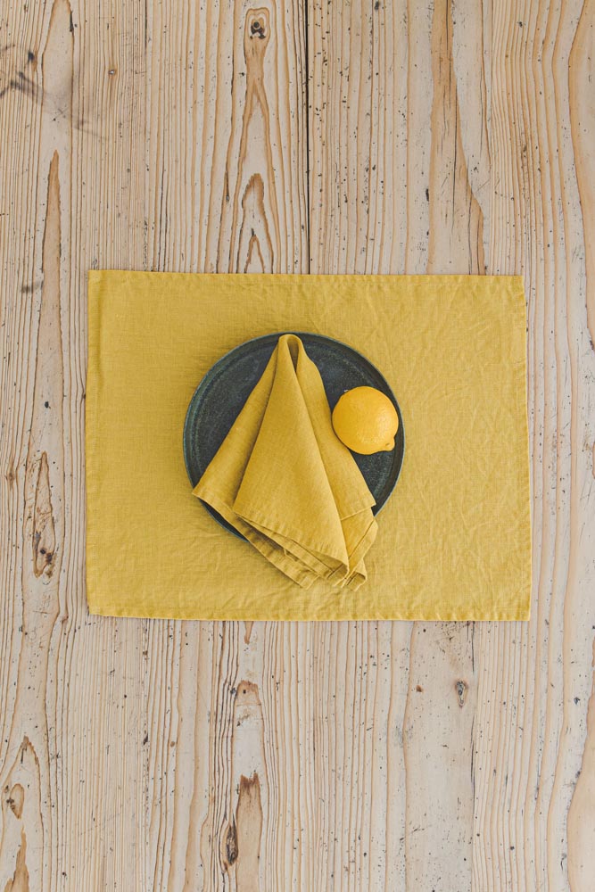 Mimosa yellow linen napkins