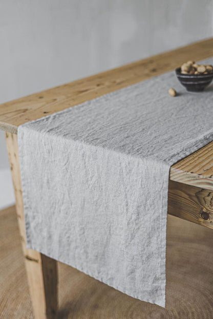 Natural linen table runner