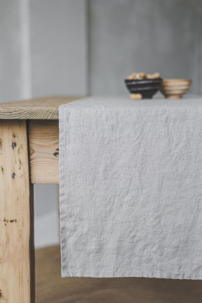 Natural linen table runner