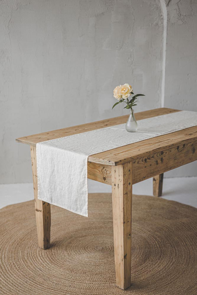 Cream linen table runner