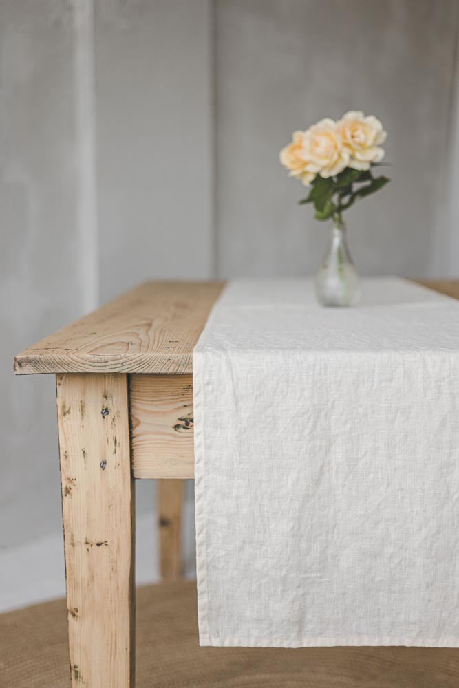 Cream linen table runner