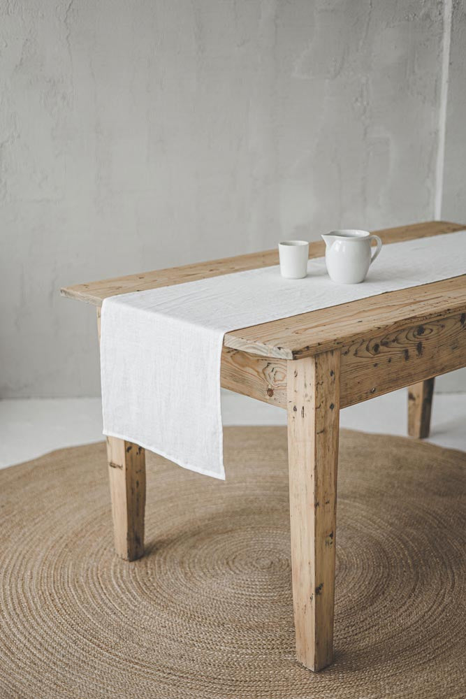 Off white linen table runner