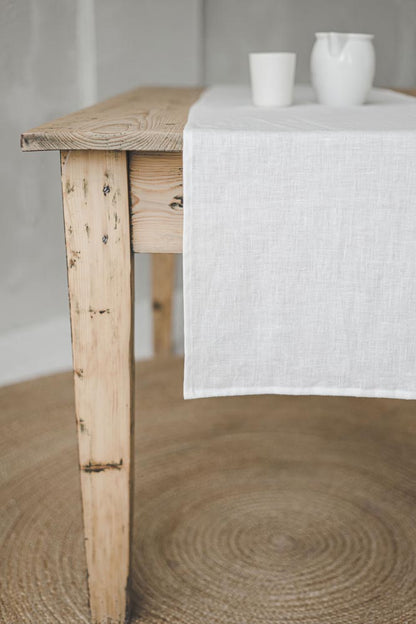 Off white linen table runner