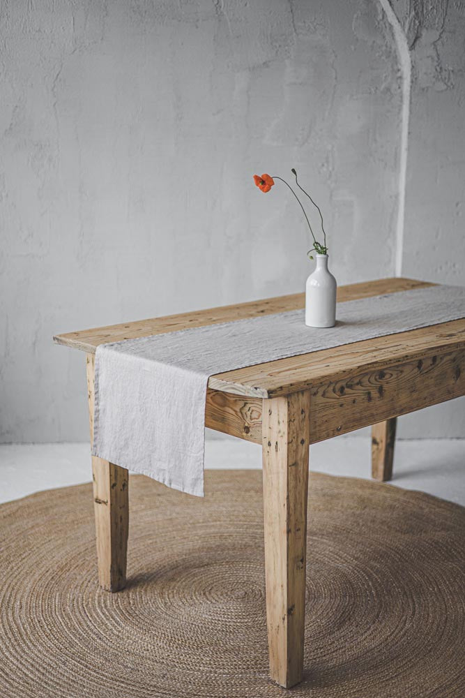 Sand linen table runner