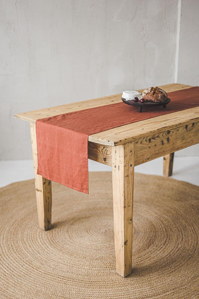 Burnt orange linen table runner