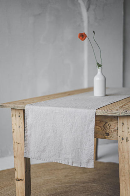 Sand linen table runner