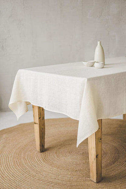 Cream linen tablecloth