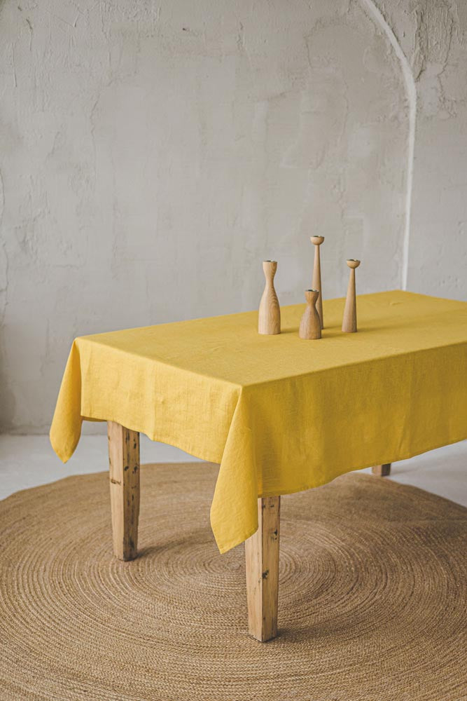 Mimosa yellow linen tablecloth