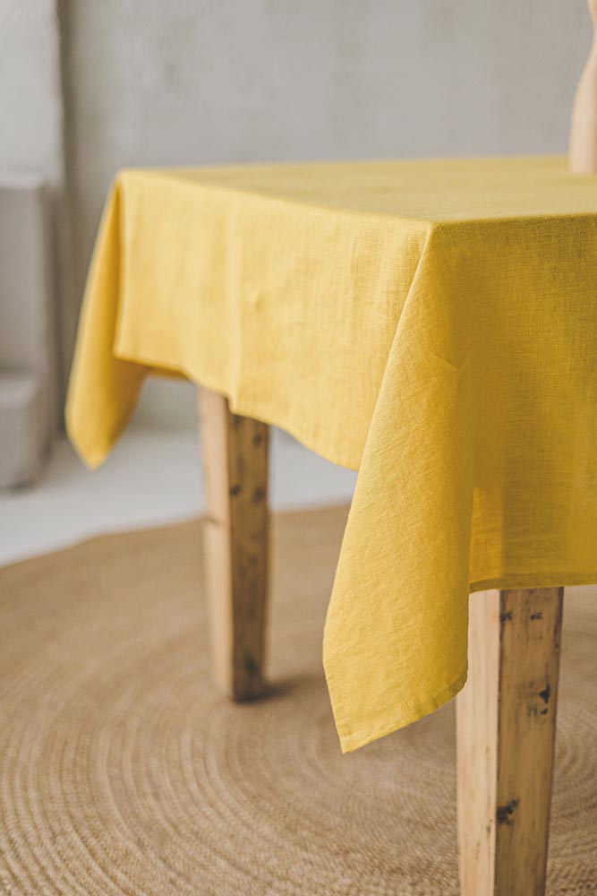 Mimosa yellow linen tablecloth