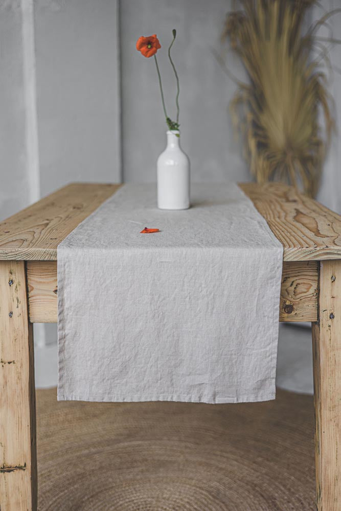 Sand linen table runner