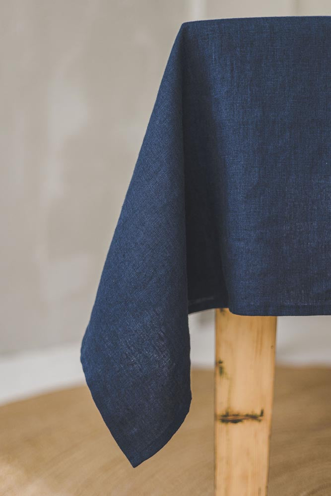 Midnight blue linen tablecloth