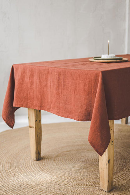 Burnt orange linen tablecloth