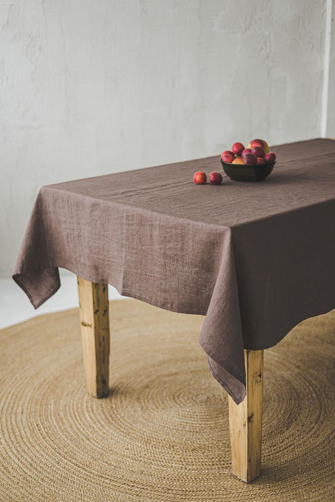 Cocoa linen tablecloth