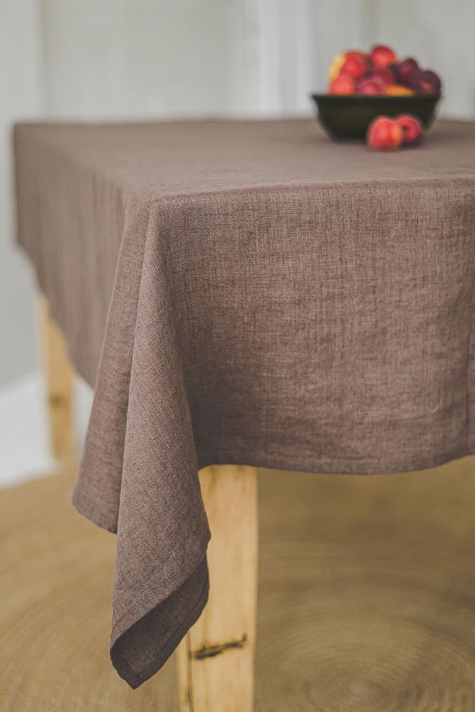 Cocoa linen tablecloth