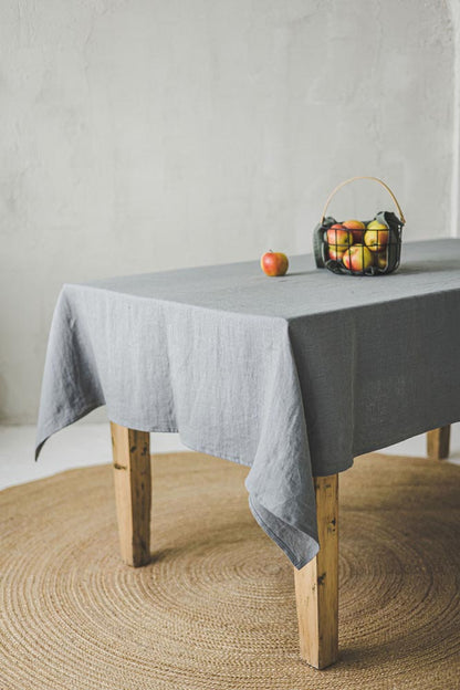 Grey linen tablecloth