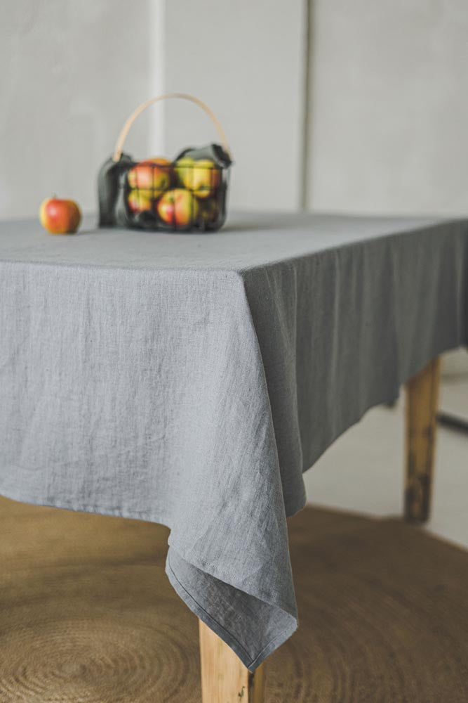 Grey linen tablecloth