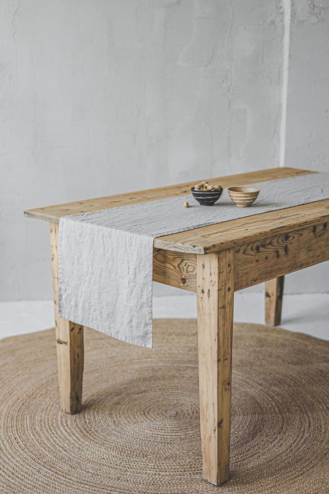 Natural linen table runner