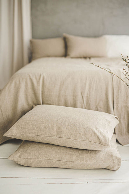 Natural heavyweight linen pillowcase